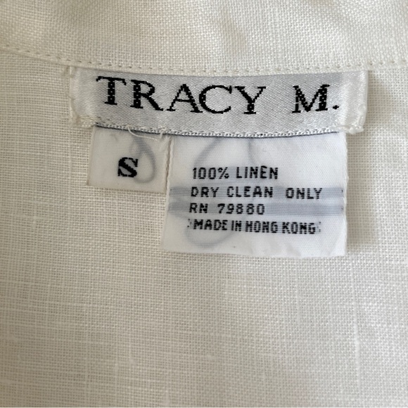 Vintage Classic Ivory 100% Linen Button-Down Blouse with Pintuck Pleats Sz Small - Picture 8 of 11